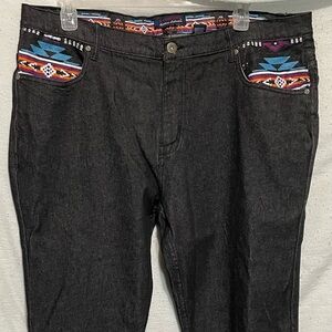 Black Jeans,Colorful Aztec Pattern front pockets NU Trendz sig collection 42/34